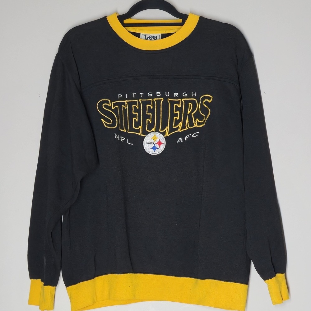 Vtg Lee Sport Pittsburgh Steelers NFL Crewneck Embroidered Sweatshirt Size M